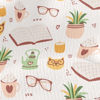 Spectacled Cat Reading A Book Stretch Jersey