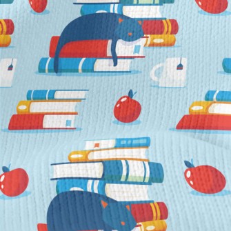 Cat Dozing On Book Stretch Jersey