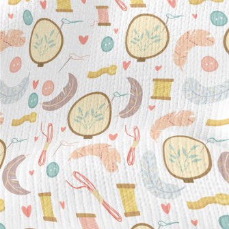 Hand Embroidered Feathers Stretch Jersey