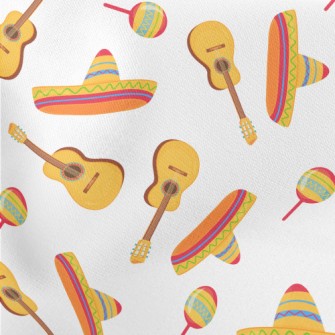 Guitar And Big Straw Hat Lightweight Cotton Poplin