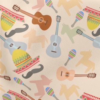 Mexican Mustache Guitar Lightweight Cotton Poplin