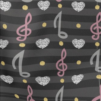 Musical Note Heart Stripes Lightweight Cotton Poplin