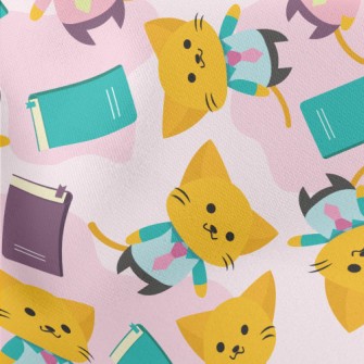 Book Cat Teacher Lightweight Cotton Poplin