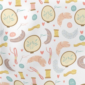 Hand Embroidered Feathers Lightweight Cotton Poplin