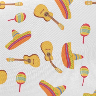 Guitar And Big Straw Hat Midweight Cotton Poplin