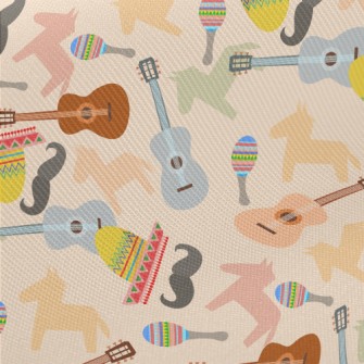 Mexican Mustache Guitar Midweight Cotton Poplin