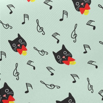 Black Cat And Musical Notes Midweight Cotton Poplin