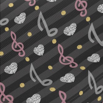 Musical Note Heart Stripes Midweight Cotton Poplin