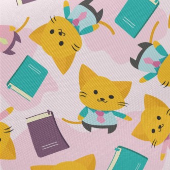 Book Cat Teacher Midweight Cotton Poplin