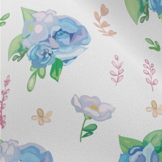 Hand Drawn Watercolor Blue Ros Chiffon