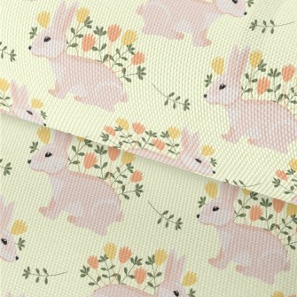 Pink Hare With Flowers Waterproof Oxford