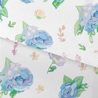 Hand Drawn Watercolor Blue Ros Waterproof Oxford