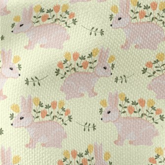 Pink Hare With Flowers Waterproof Canvas