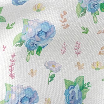 Hand Drawn Watercolor Blue Ros Waterproof Canvas