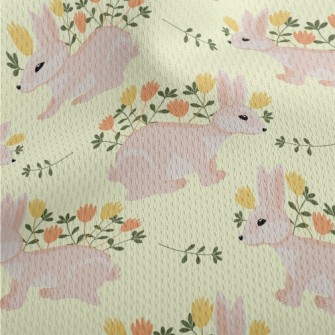 Pink Hare With Flowers Athletic Mesh Flat Back