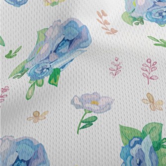 Hand Drawn Watercolor Blue Ros Athletic Mesh Flat Back