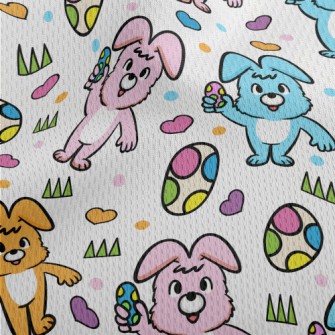 Colorful Bunny And Easter Eggs Athletic Mesh Flat Back