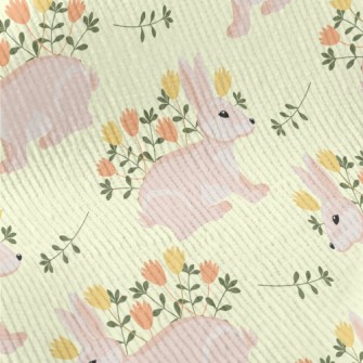 Pink Hare With Flowers Standard Corduroy