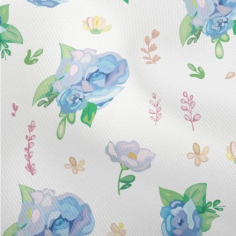 Hand Drawn Watercolor Blue Ros Dobby