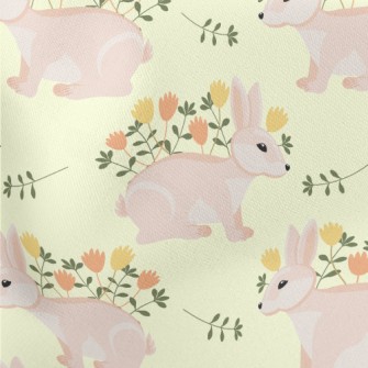 Pink Hare With Flowers Stretch Ponte