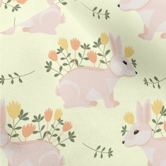 Pink Hare With Flowers Micro Fleece