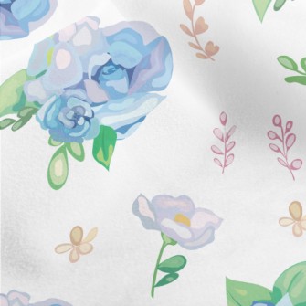 Hand Drawn Watercolor Blue Ros Micro Fleece