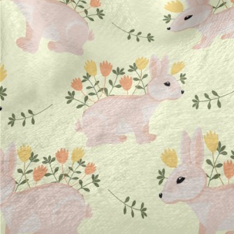 Pink Hare With Flowers Minky