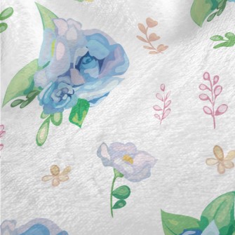 Hand Drawn Watercolor Blue Ros Minky