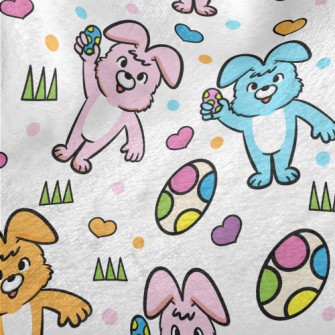 Colorful Bunny And Easter Eggs Minky