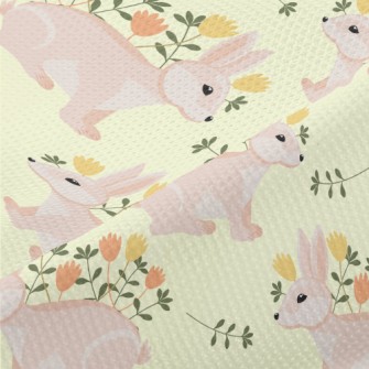 Pink Hare With Flowers Piqué