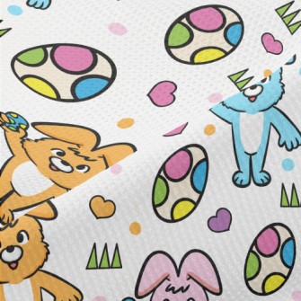 Colorful Bunny And Easter Eggs Piqué