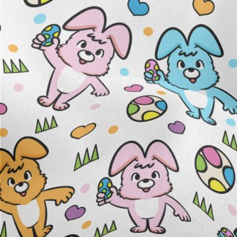 Colorful Bunny And Easter Eggs Lightweight Performance Linen
