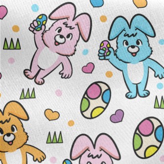 Colorful Bunny And Easter Eggs Jersey Backed Fleece