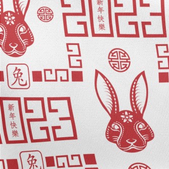 Happy New Year Of The Rabbit Pongee