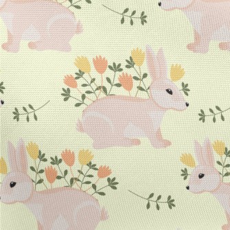 Pink Hare With Flowers Pongee