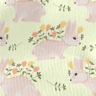 Pink Hare With Flowers Stretch Jersey