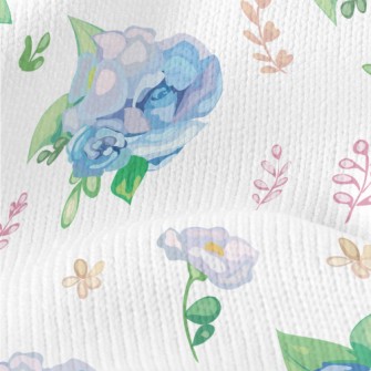 Hand Drawn Watercolor Blue Ros Stretch Jersey