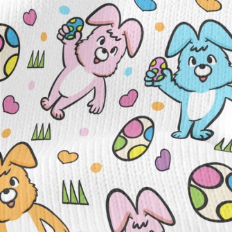 Colorful Bunny And Easter Eggs Stretch Jersey
