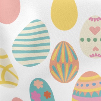 Vintage Hand-painted Easter Eg Lightweight Cotton Poplin