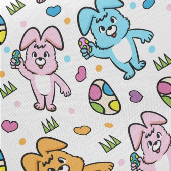 Colorful Bunny And Easter Eggs Midweight Cotton Poplin