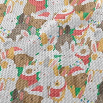 Merry Christmas Bunny Party Birdseye Piqué