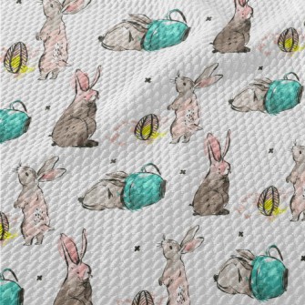 Elegant Hand Drawn Rabbit Birdseye Piqué