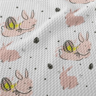 Pink Bunny Doodle Birdseye Piqué