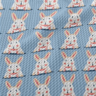 Cartoon Cute Rabbit Birdseye Piqué