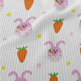 Cartoon Purple Rabbit Birdseye Piqué