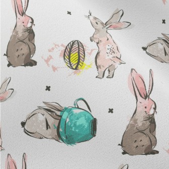 Elegant Hand Drawn Rabbit Chiffon