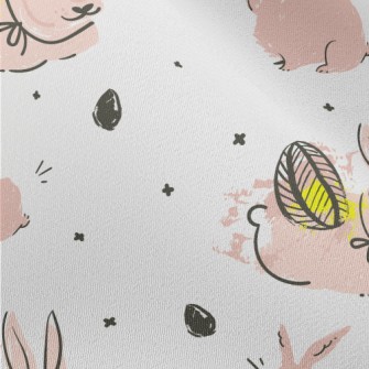 Pink Bunny Doodle Chiffon