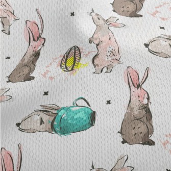 Elegant Hand Drawn Rabbit Athletic Mesh Flat Back