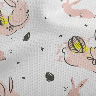 Pink Bunny Doodle Athletic Mesh Flat Back