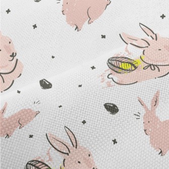 Pink Bunny Doodle Performance Linen